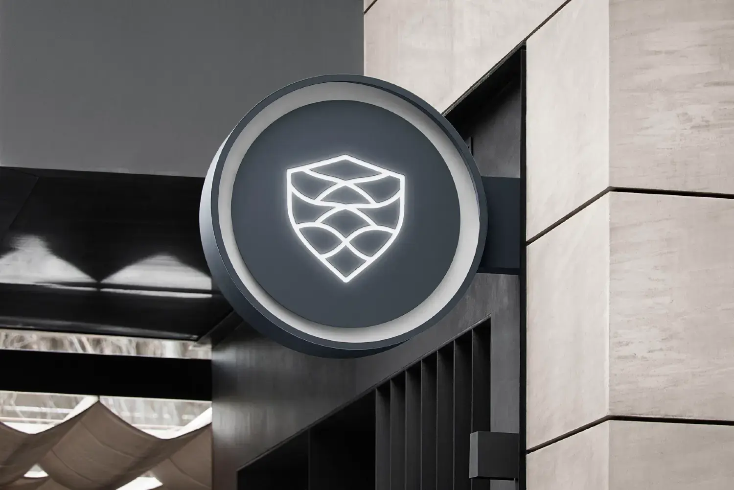 Project Sign With Rendering Streetfront Projecting Sign Mockup