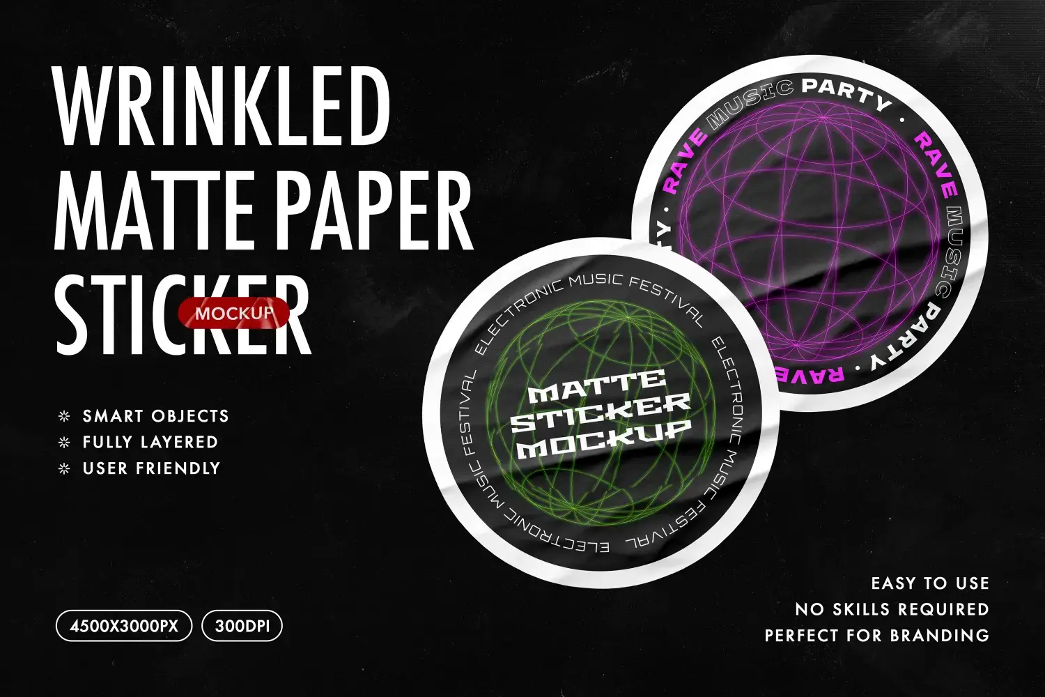 Wrinkled Matte Sticker Mockup