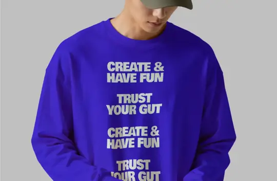Long Sleeve T-Shirt Mockup On Model