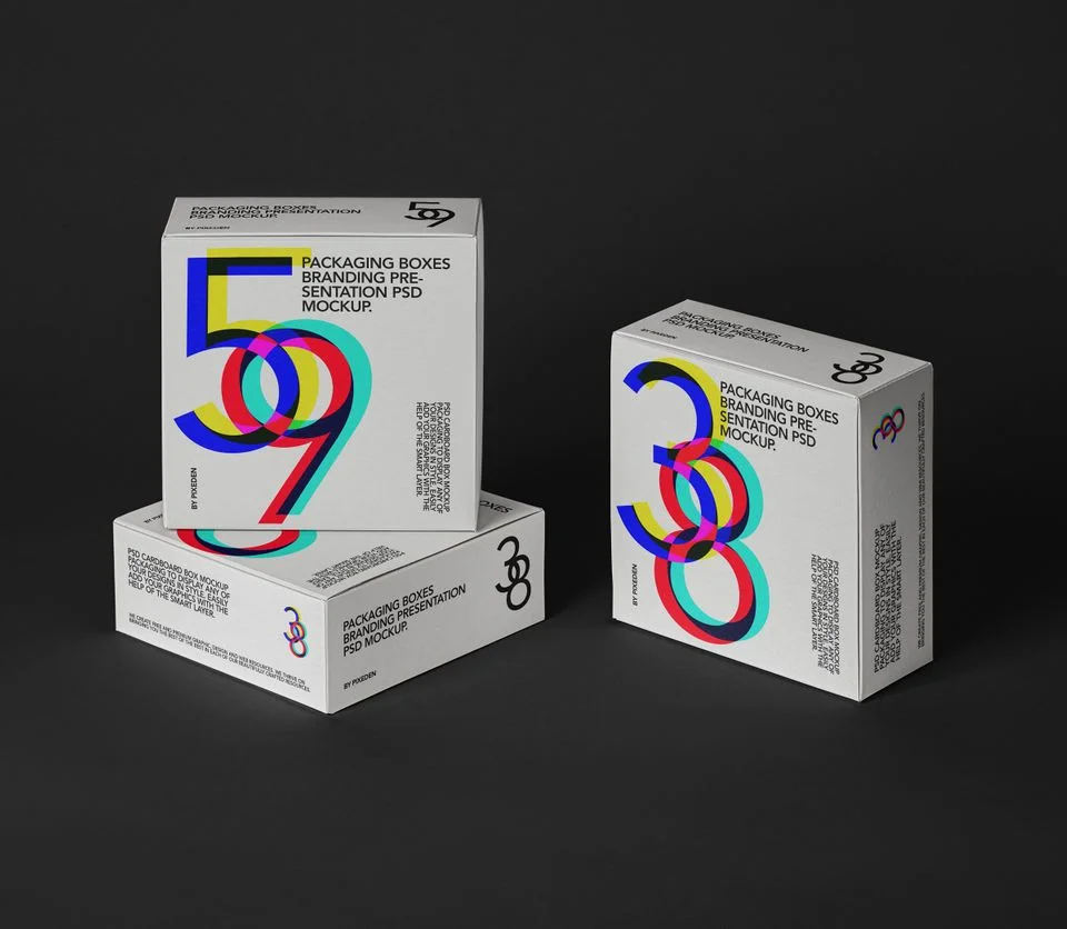 Square Boxes Packaging Mockup | Free PSD