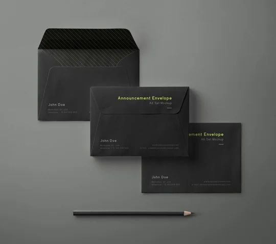 PSD Envelope Mockup Set A6