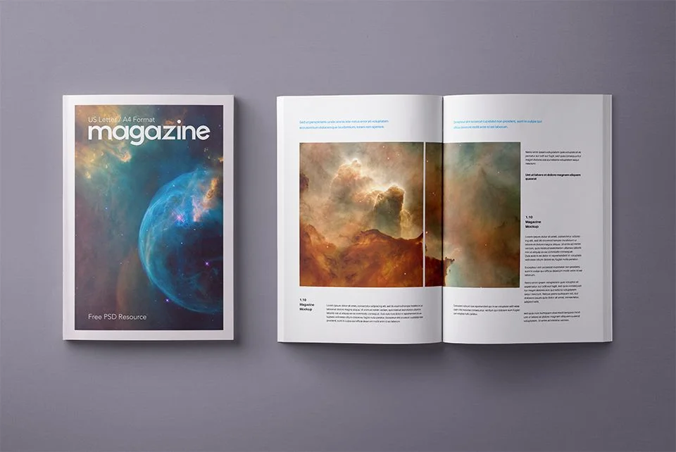PSD Magazine Mockup Template US A4