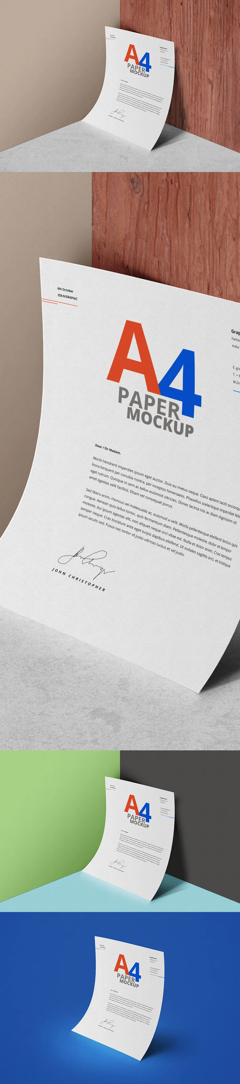 Free A4 Paper Mockup PSD Scene
