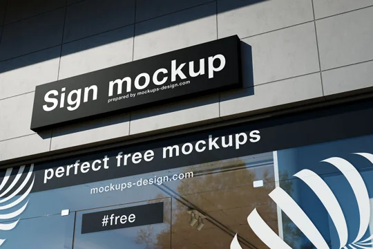 Sign With Glass Exposition Mockup