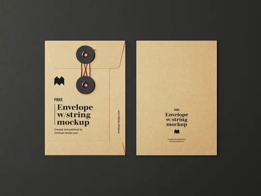 Free Envelope With String Mockup