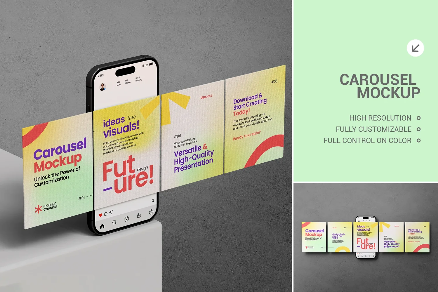 Carousel Mockup Instagram Carousel Branding Mockup Set