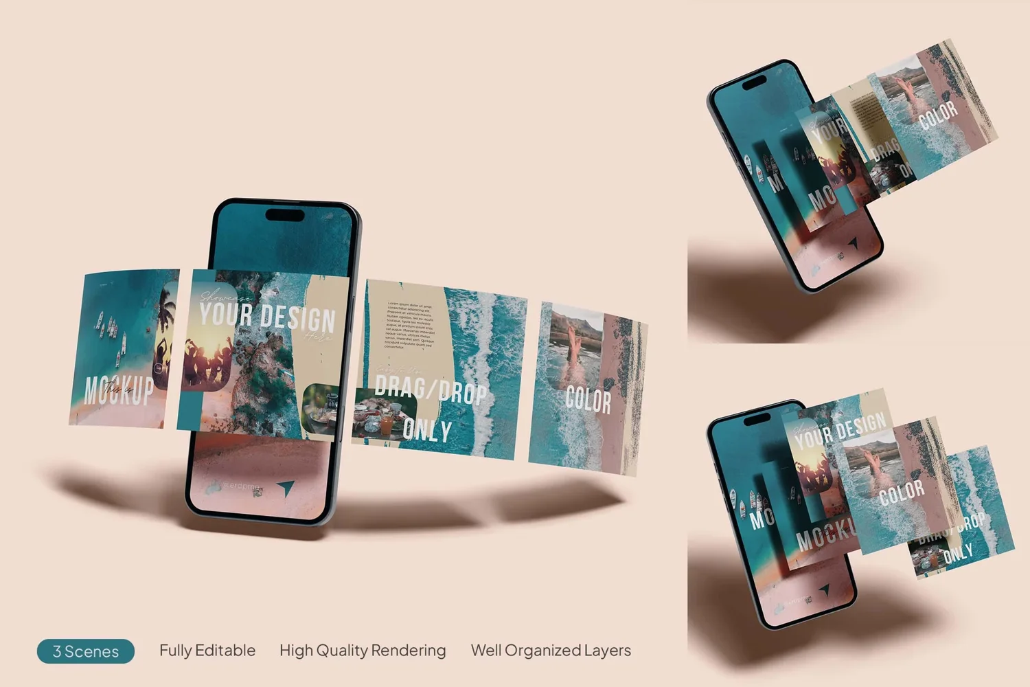Floating Social Media Carousel Mockup