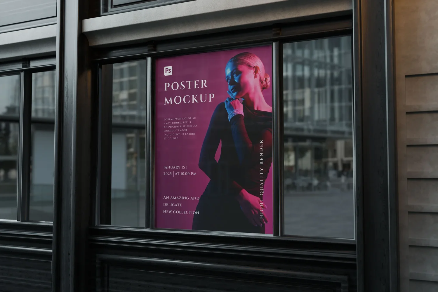 Poster On Outside Building Mockup