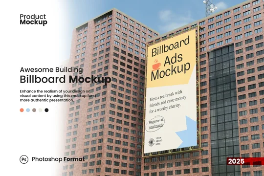 High-Rise Building Billboard Mockup