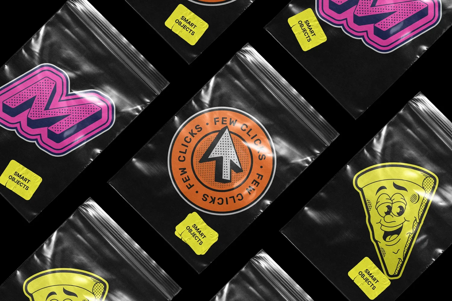 Stickers With Zip Bag Mockups