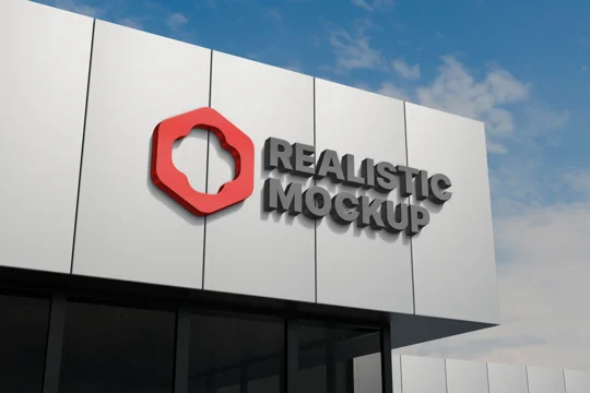 3D Building Sign Mockup