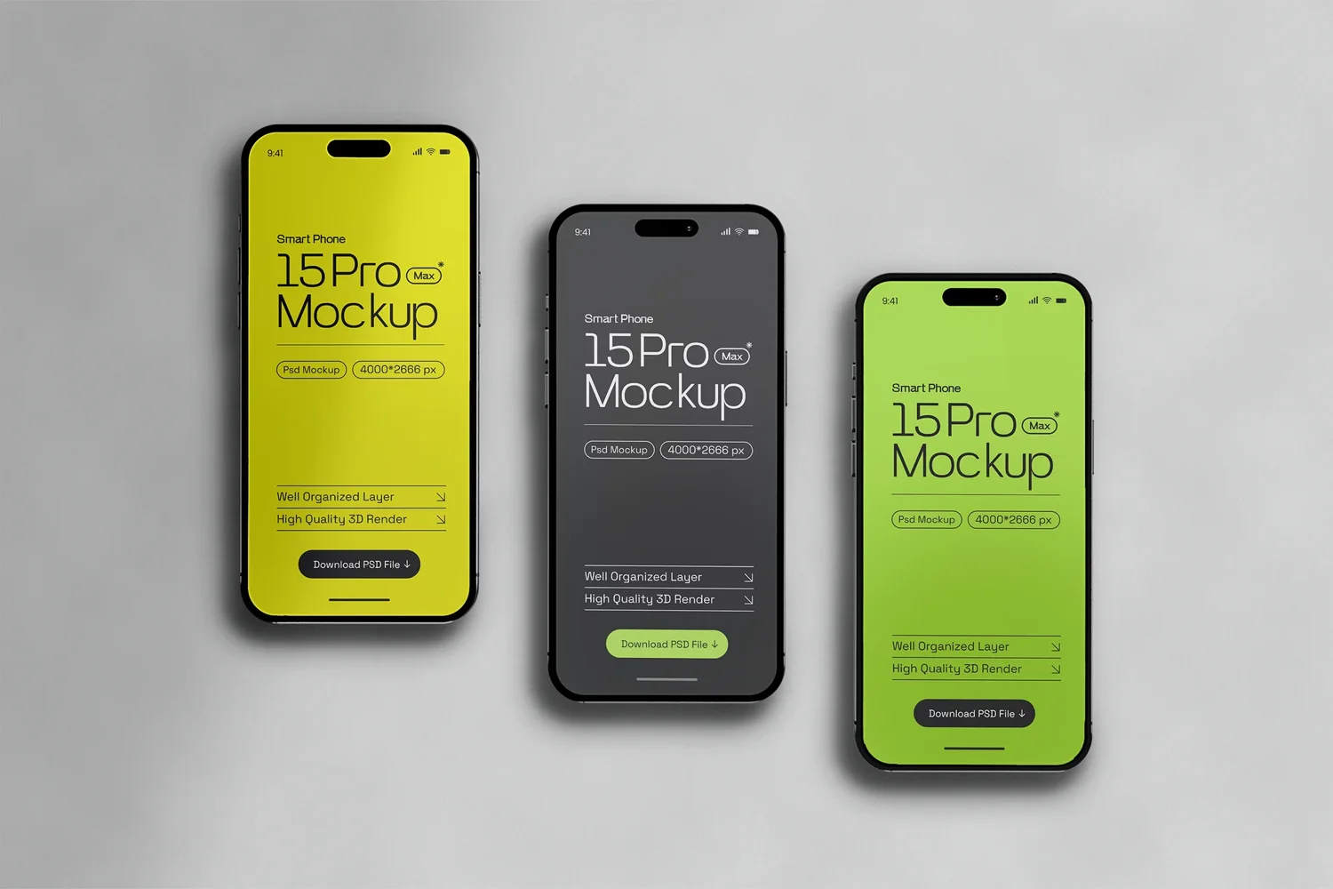 Top View PSD iPhone 15 Pro Max Mockup