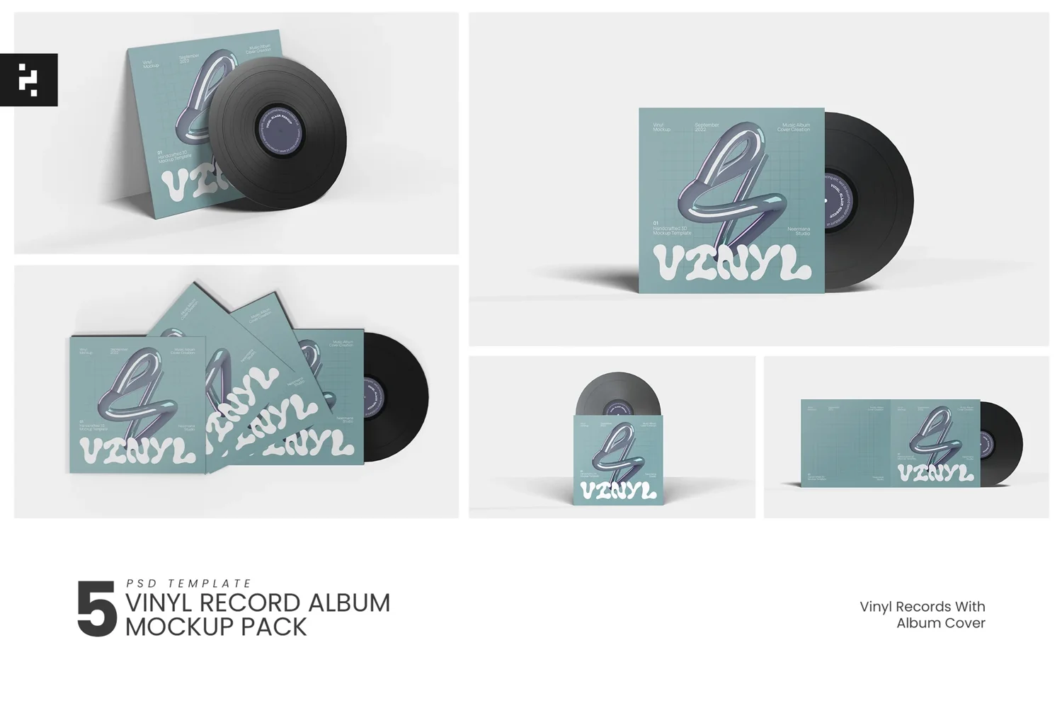 Vinyl Records Album Cover Mockup