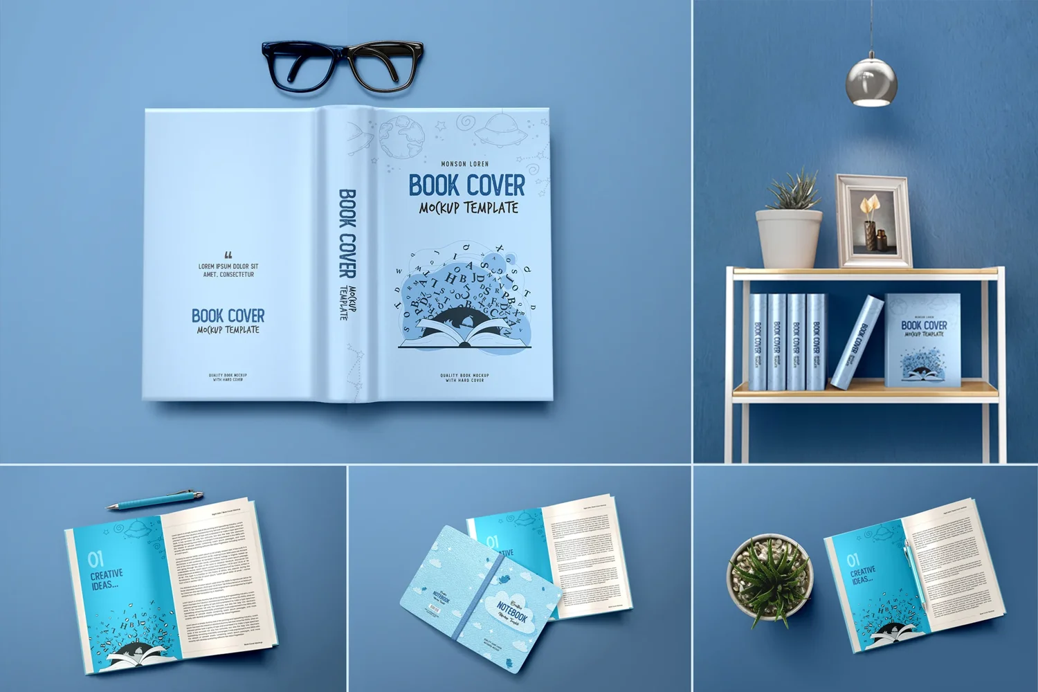 3D Photo Realistic Open Book Cover Mockup PSD