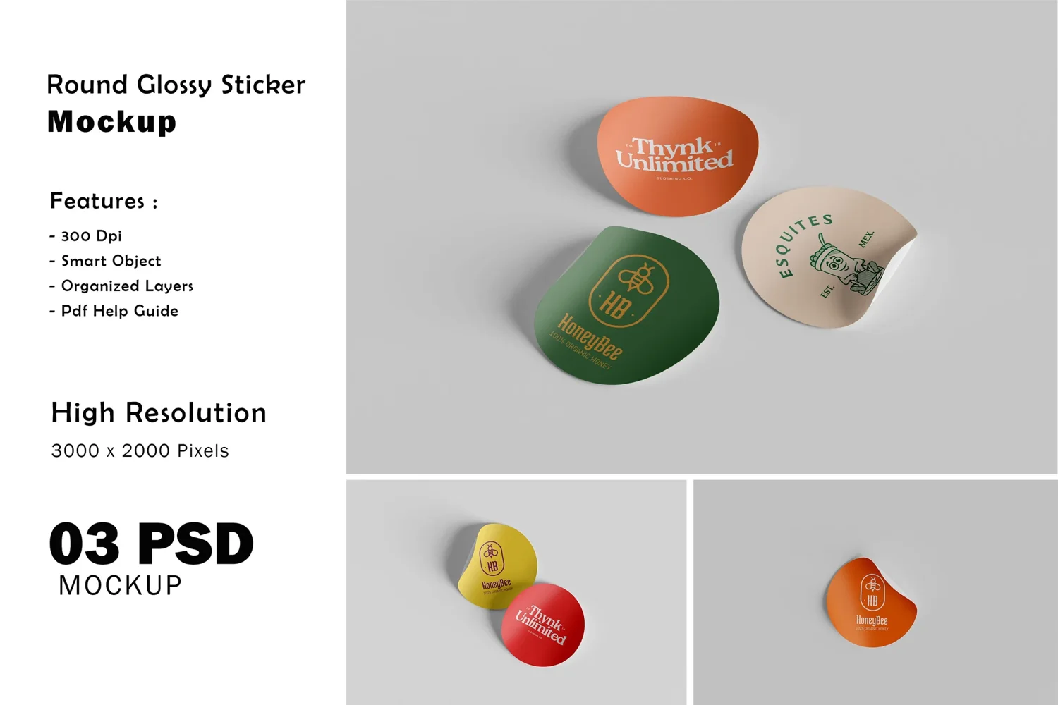 Round Glossy Sticker Mockup