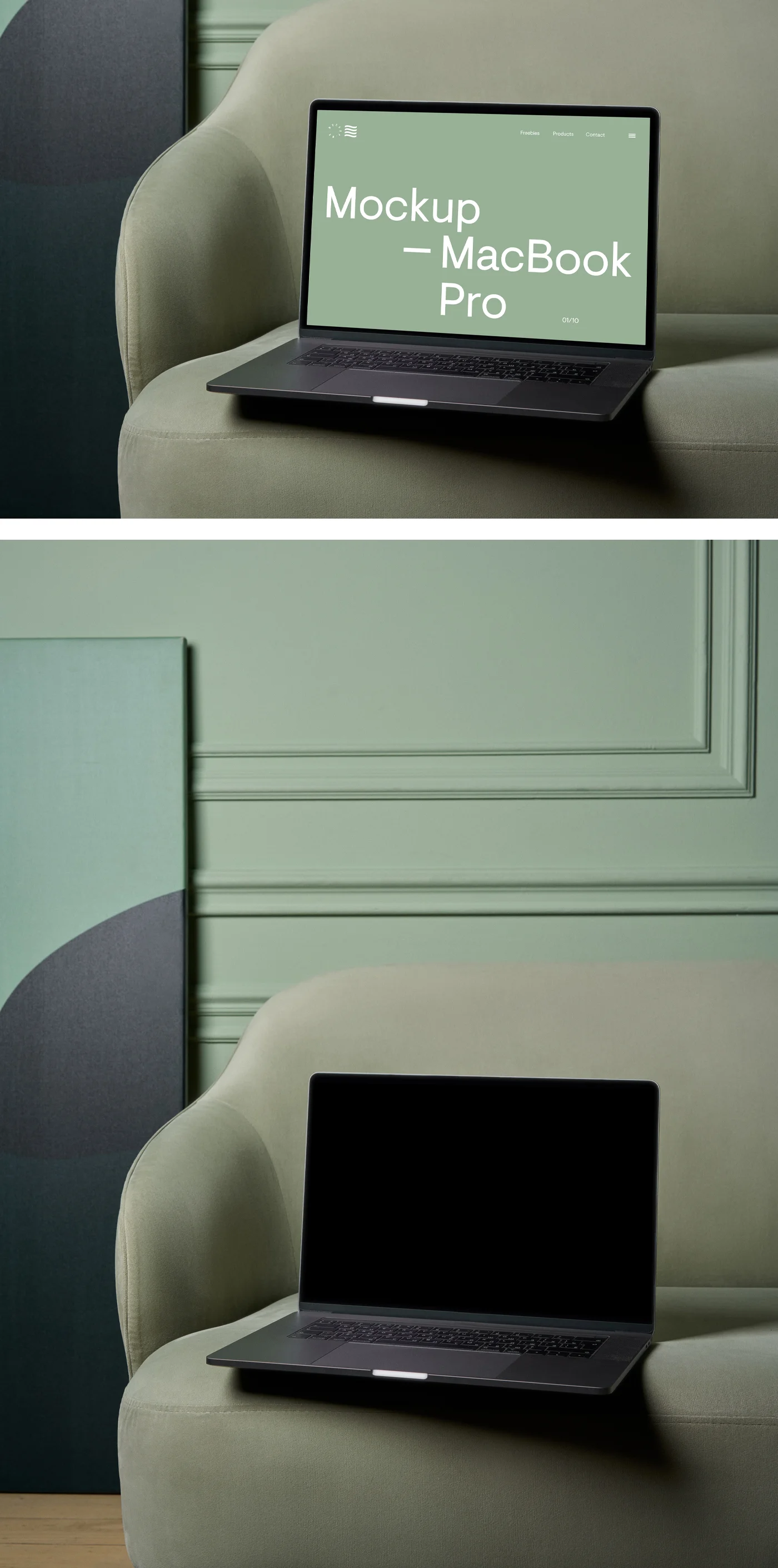 MacBook Pro On A Couch Mockup