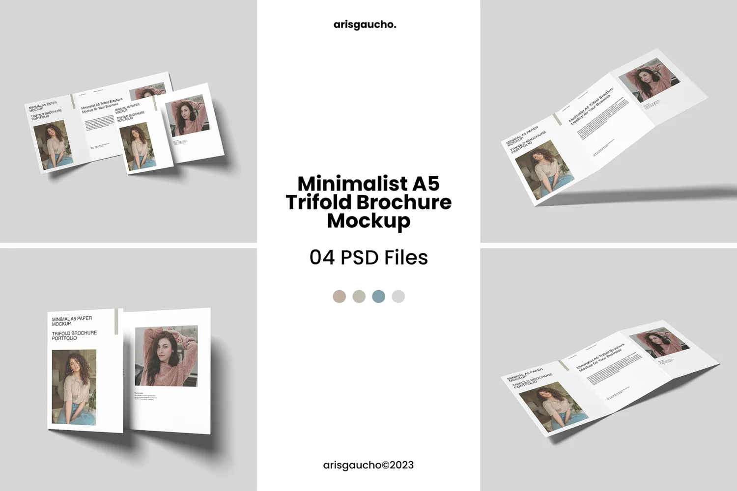 Minimalist A5 Trifold Brochure Mockup