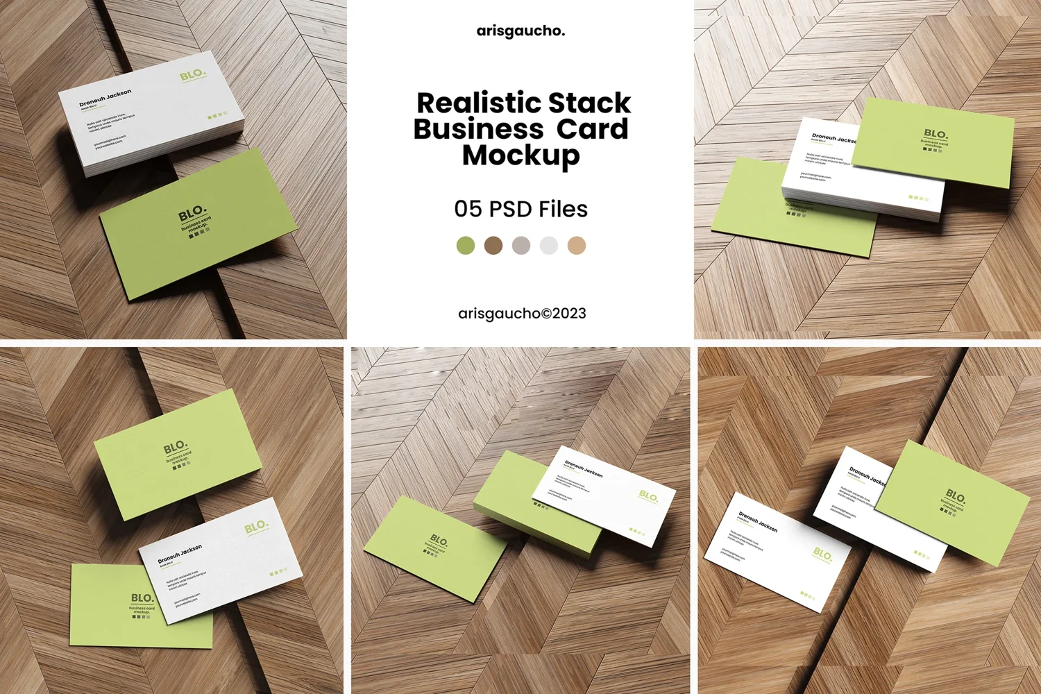 Realistic Stack Business Card Mockup