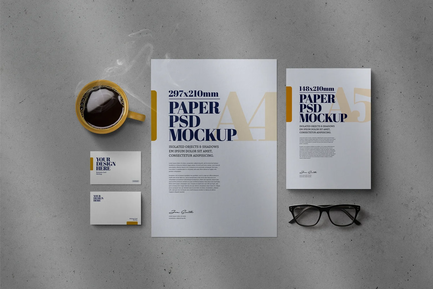 Stationery Flyer Mockup A4 A5 Business Card