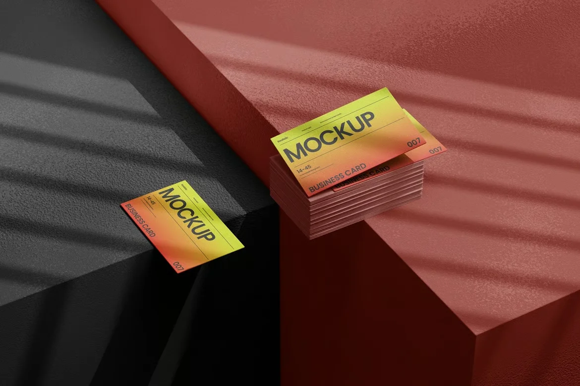 Colorful Business Card Stack Mockup Template