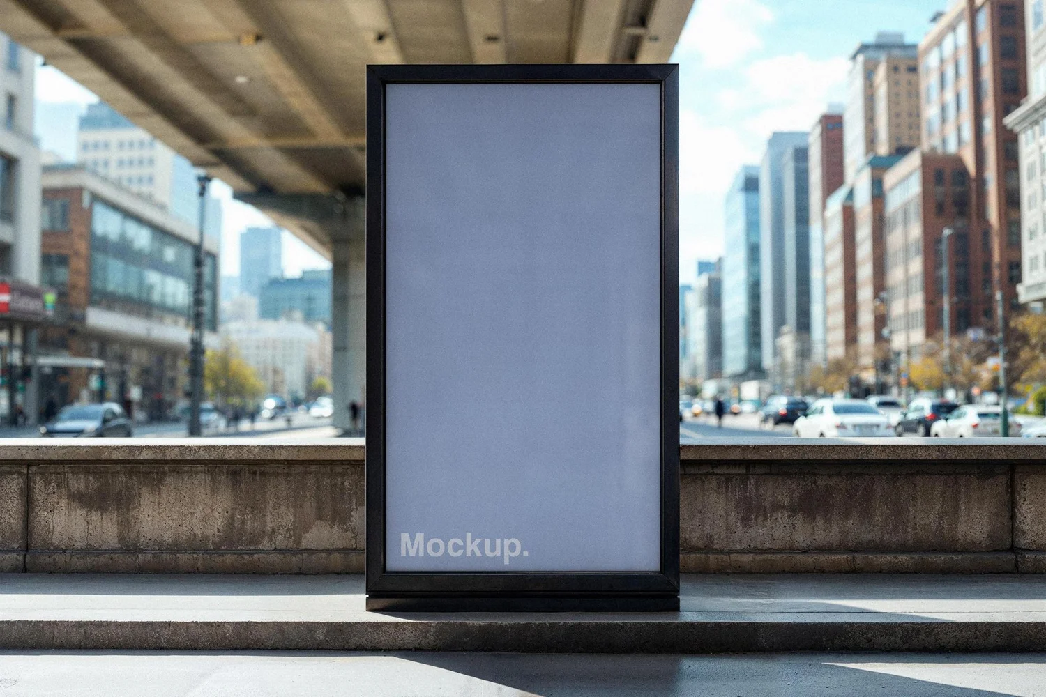 Vertical Outdoor Billboard Mockup under Bridge