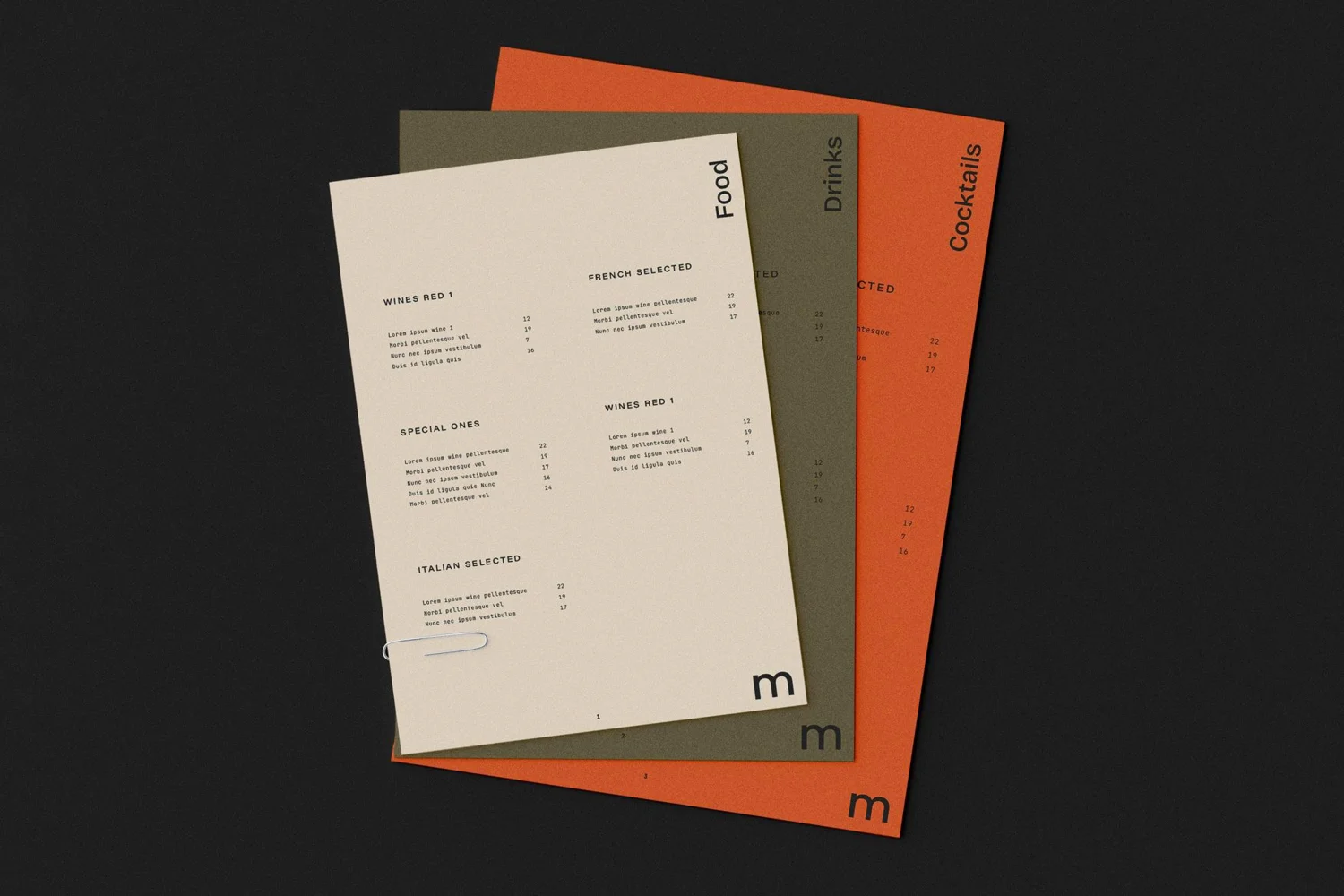 Menu Layout Mockup