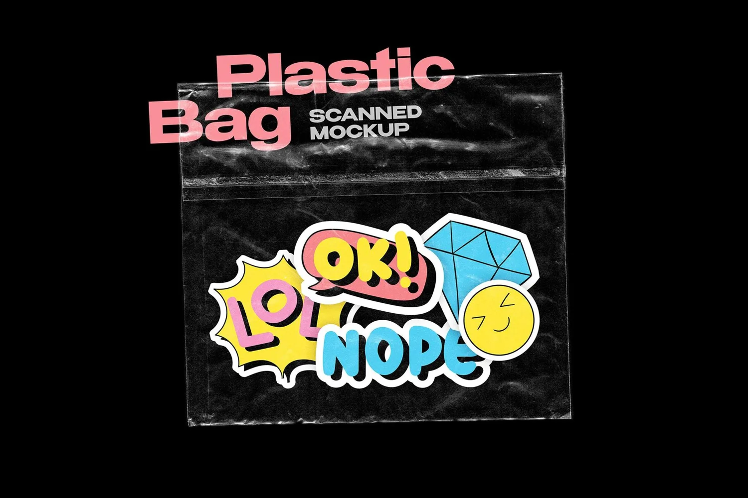 Poly Bag Sticker Type Plastic Bag With Stickers Mockup