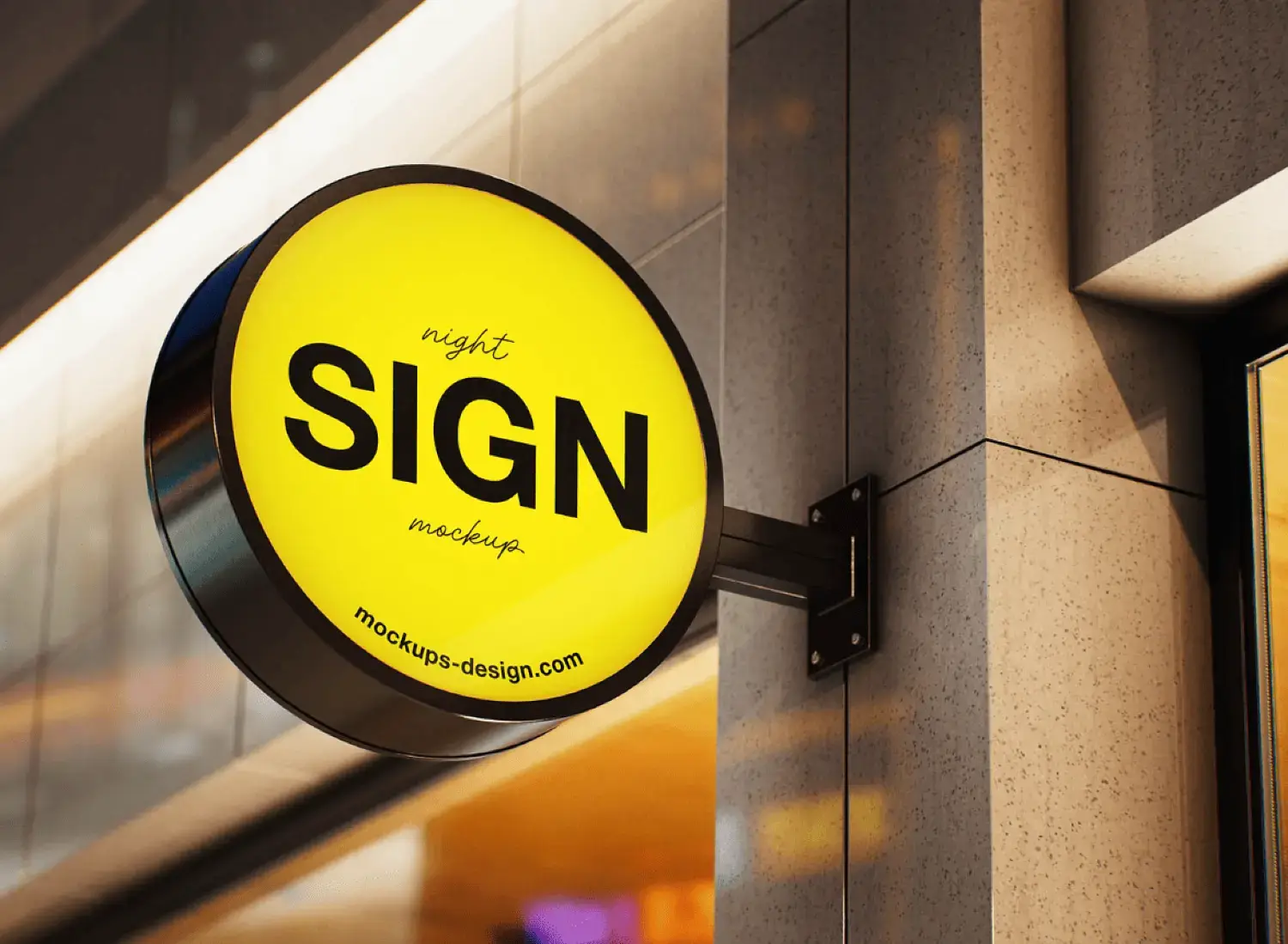 Noctor Sign Night-Lit Round Sign Mockup