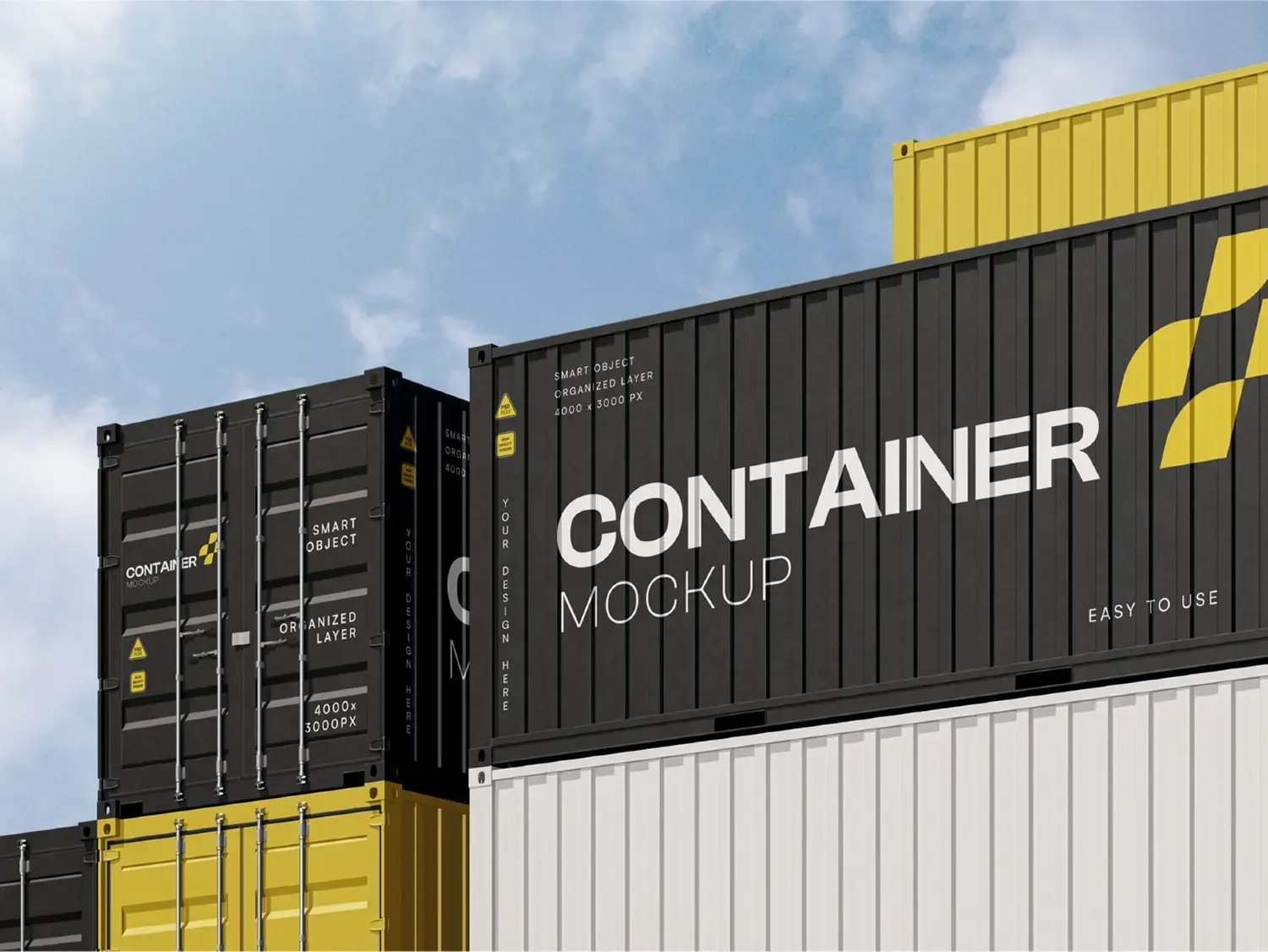 Shipping Container Mockup Low Angle View