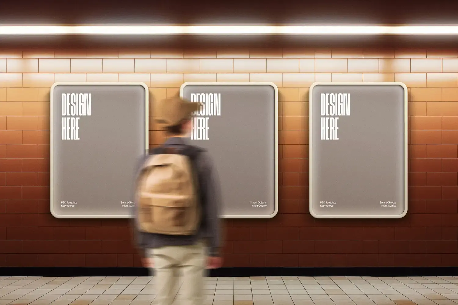Retro Metro Lightbox Posters Mockup