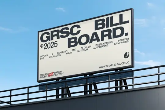 Building Billboard Mockup, Low Angle View